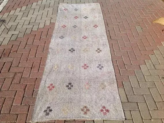 Vintage Turkish Kilim Rug Runner - 3'2" x 9'1" - 2