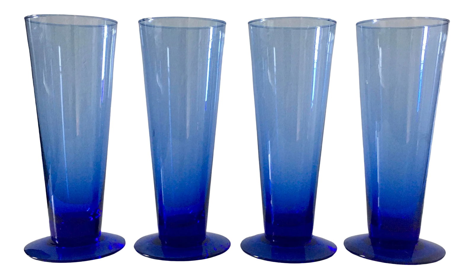 Memphis Style Futurist Cobalt Blue Blown Glasses - Set of 4 (1 of 6)
