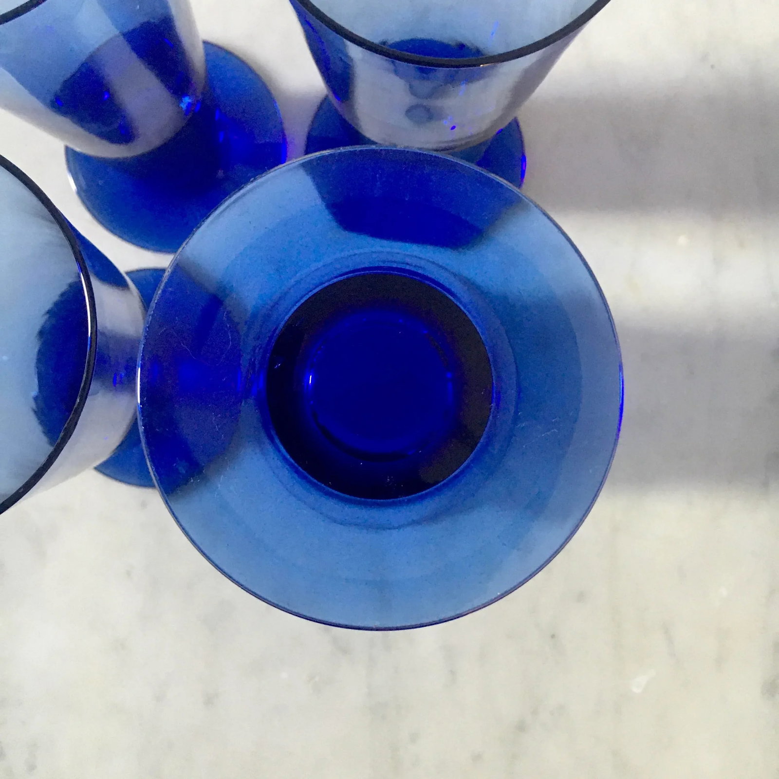 Memphis Style Futurist Cobalt Blue Blown Glasses - Set of 4 - 4