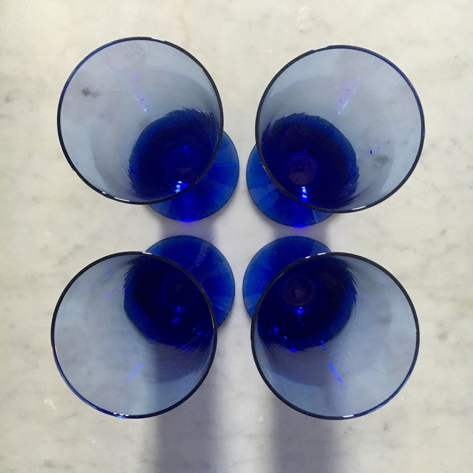 Memphis Style Futurist Cobalt Blue Blown Glasses - Set of 4 - 5