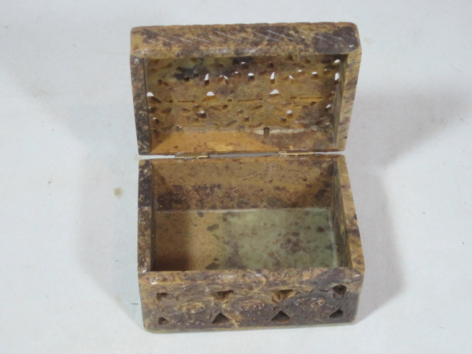 Hand Carved Soapstone Elephant Box - 2