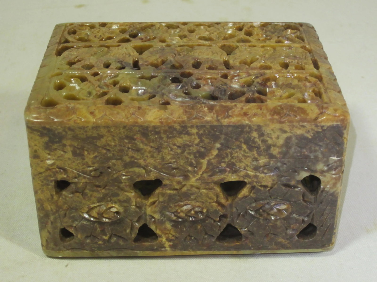 Hand Carved Soapstone Elephant Box - 6