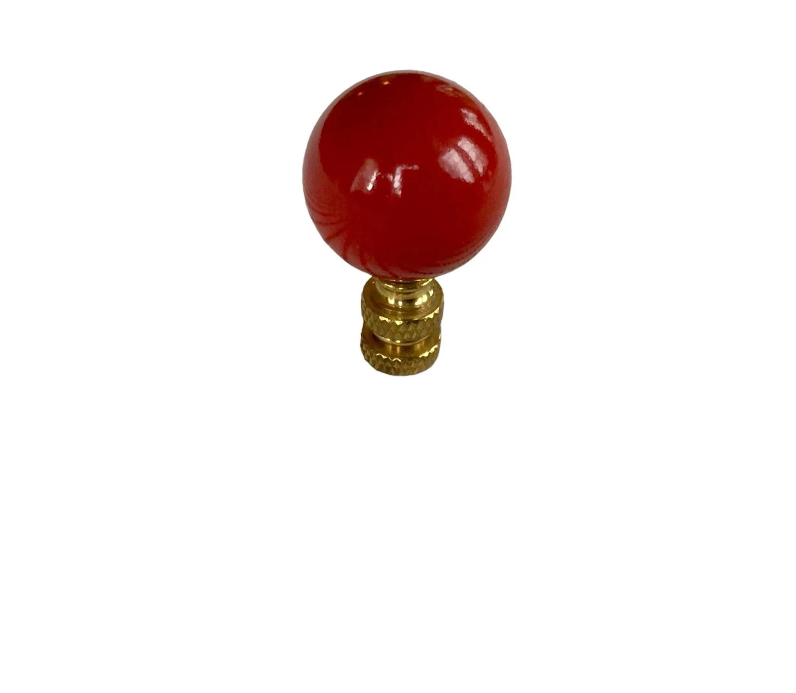 Vintage Red Lamp Finial With Brass Hardware - 11