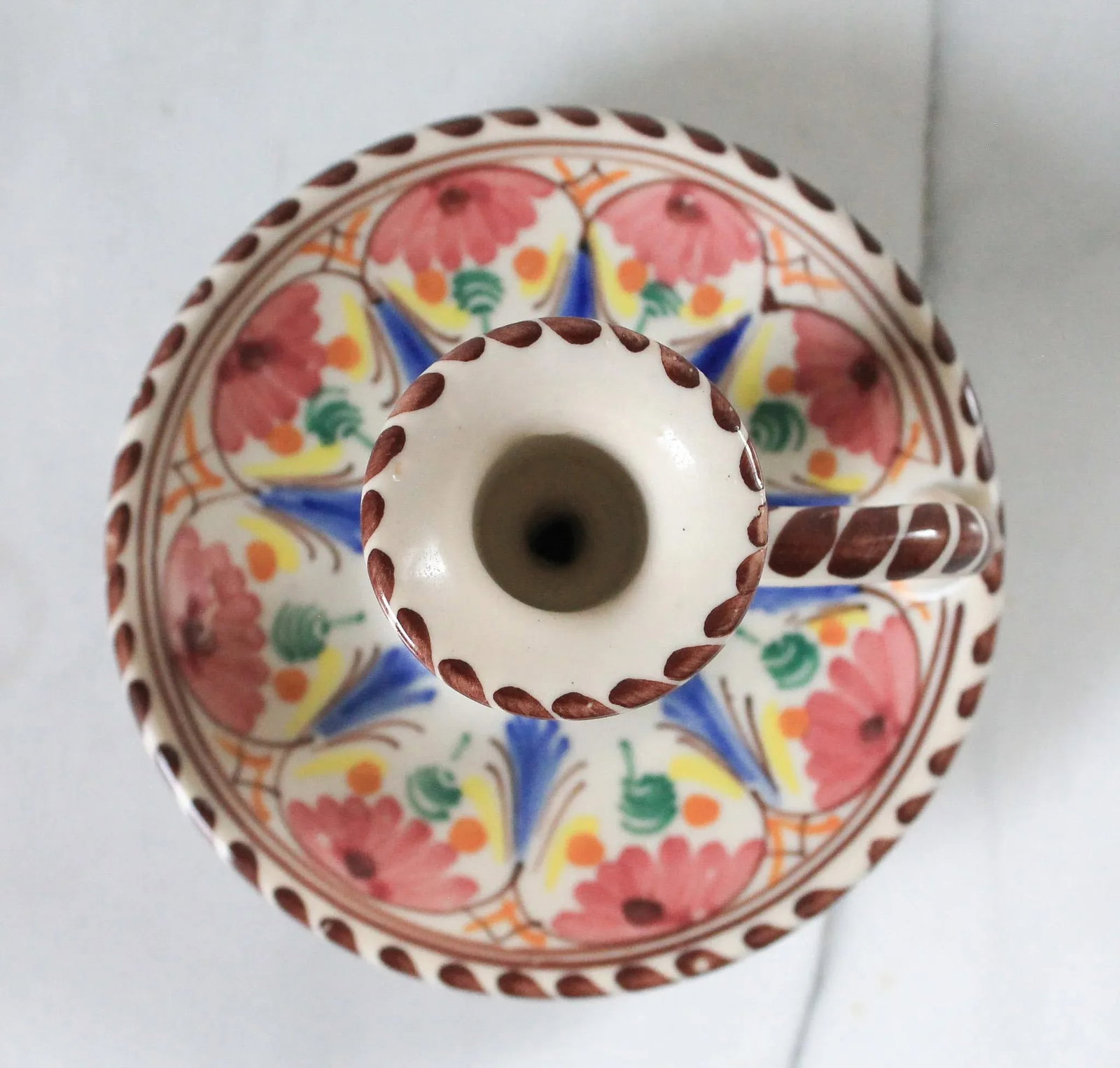 Vintage Hand Painted Puente Spanish Ceramic Candle Holder - 5