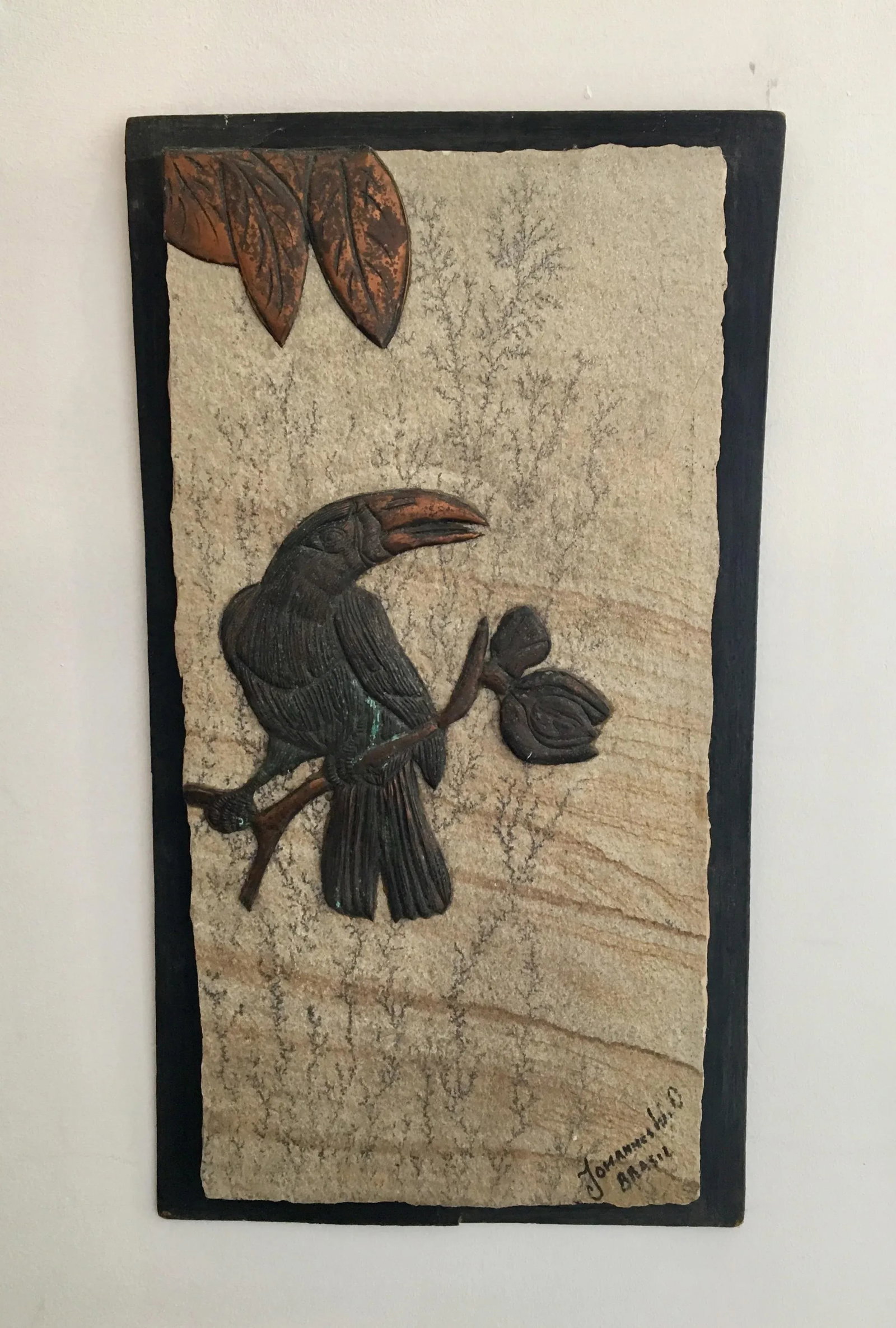 Boho Chic Copper and Fossilized Stone Mixed Media Art by Dutch Artist Johannes Van Dartelen - 2