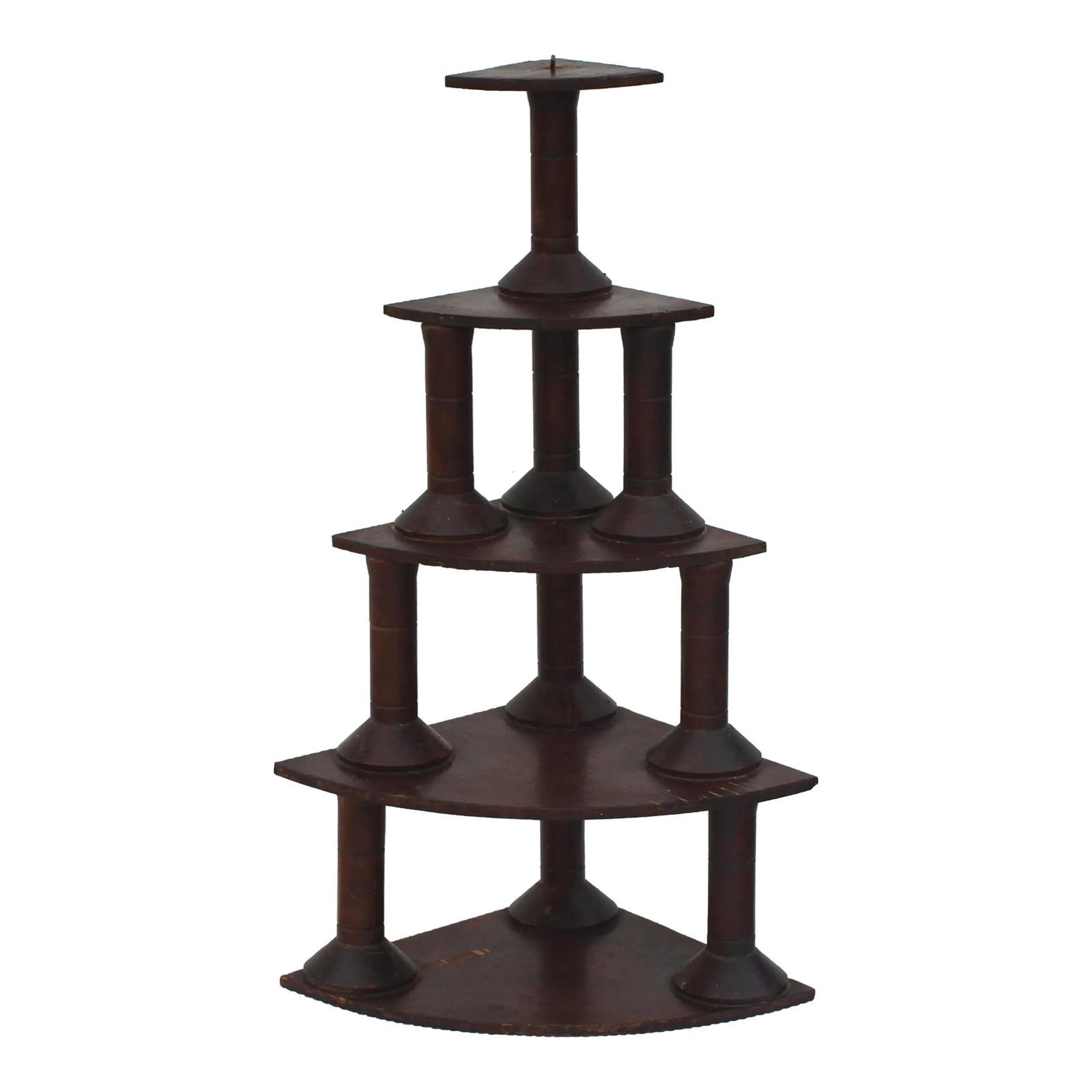 Large Folk Art Spool Corner Shelf From the 1930s (1 of 8)