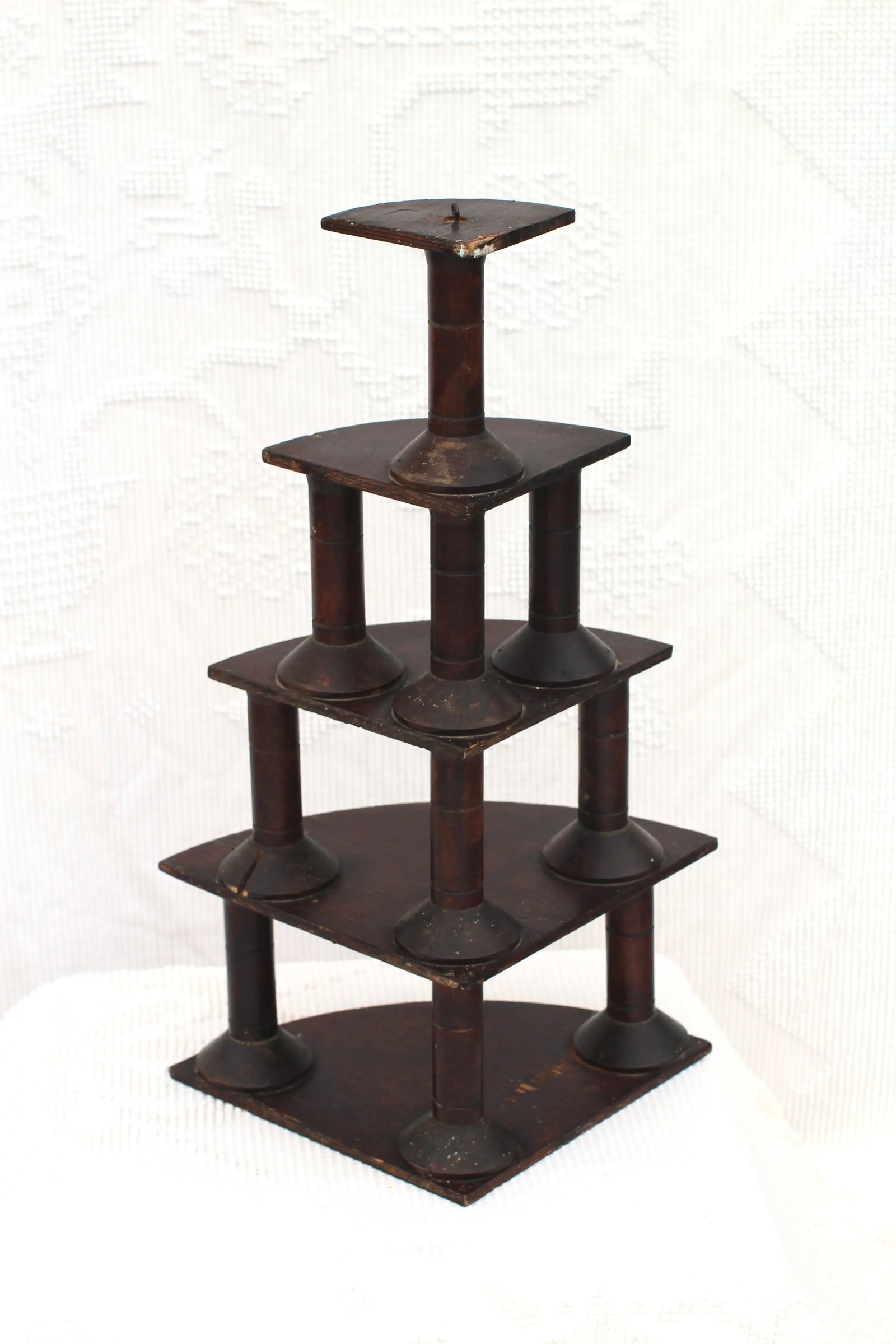 Large Folk Art Spool Corner Shelf From the 1930s - 7