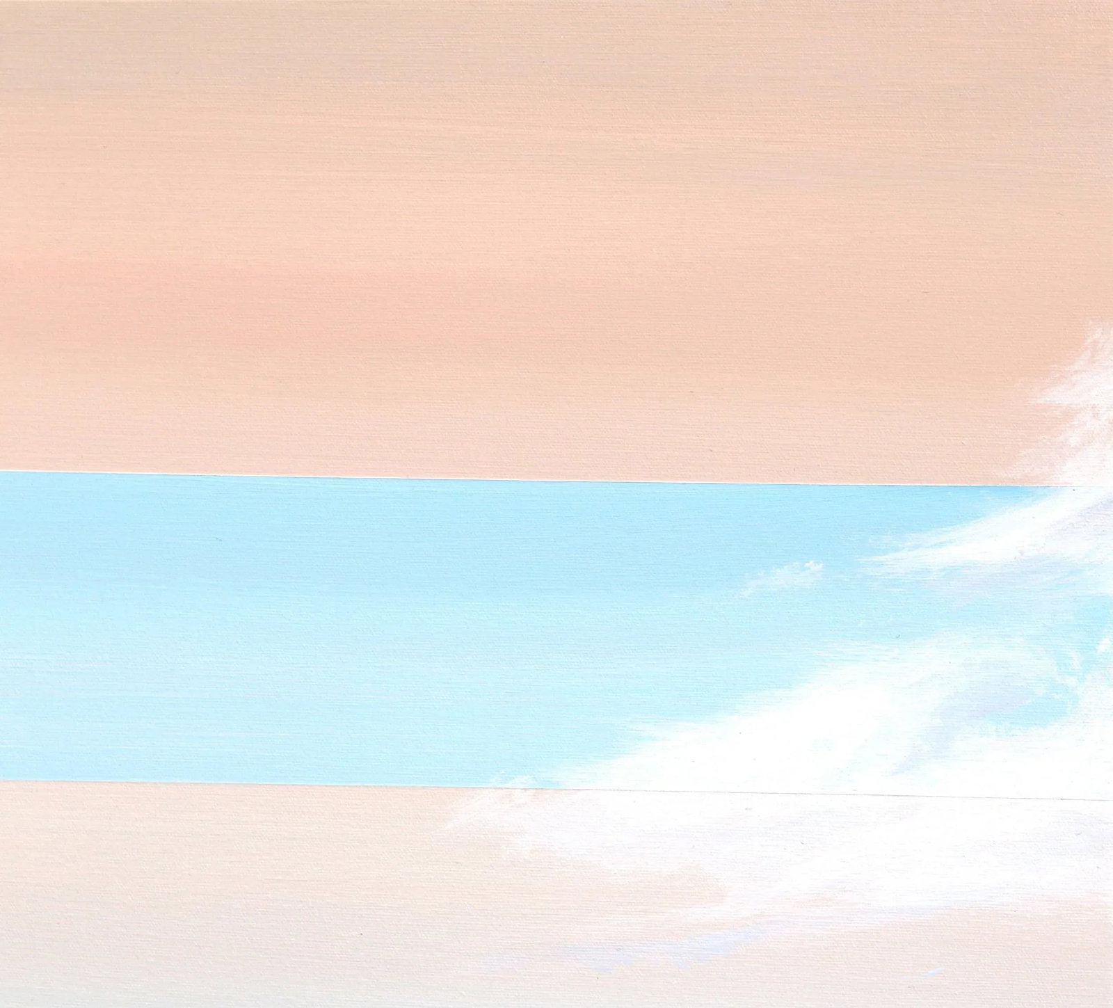 Morning Breeze 2 - Contemporary Landscape Pastel Soft Blue and Orange Original Painting on Canvas by - 3