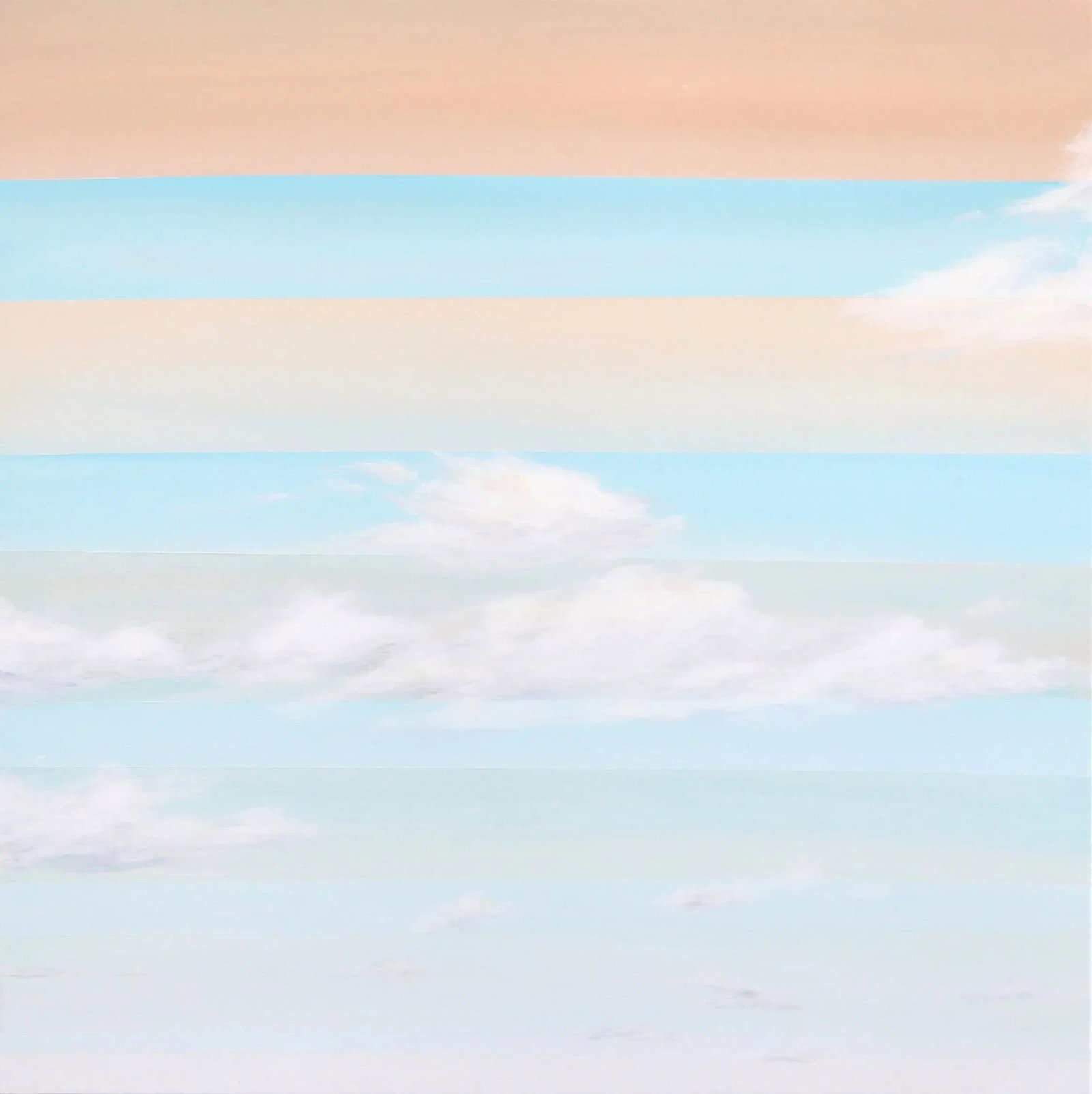 Morning Breeze 2 - Contemporary Landscape Pastel Soft Blue and Orange Original Painting on Canvas by - 9