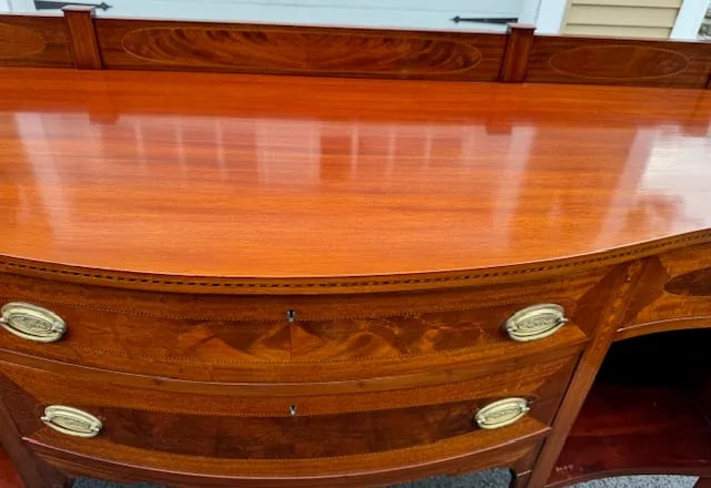 Mahogany Bellflower Inlaid Sideboard by Mayflower Furniture Boston, Ma - 12