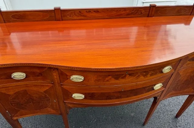Mahogany Bellflower Inlaid Sideboard by Mayflower Furniture Boston, Ma - 3