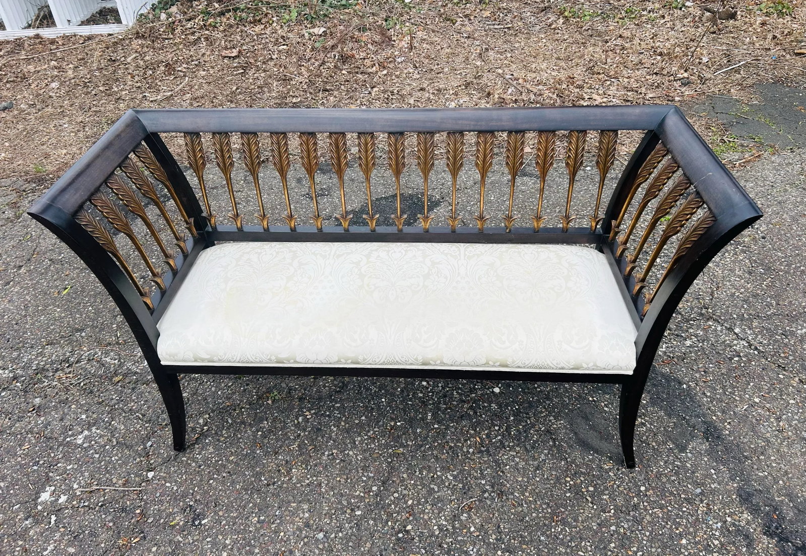 1990s Hollywood Regency Style Settee With Figural Arrow Motif - 2