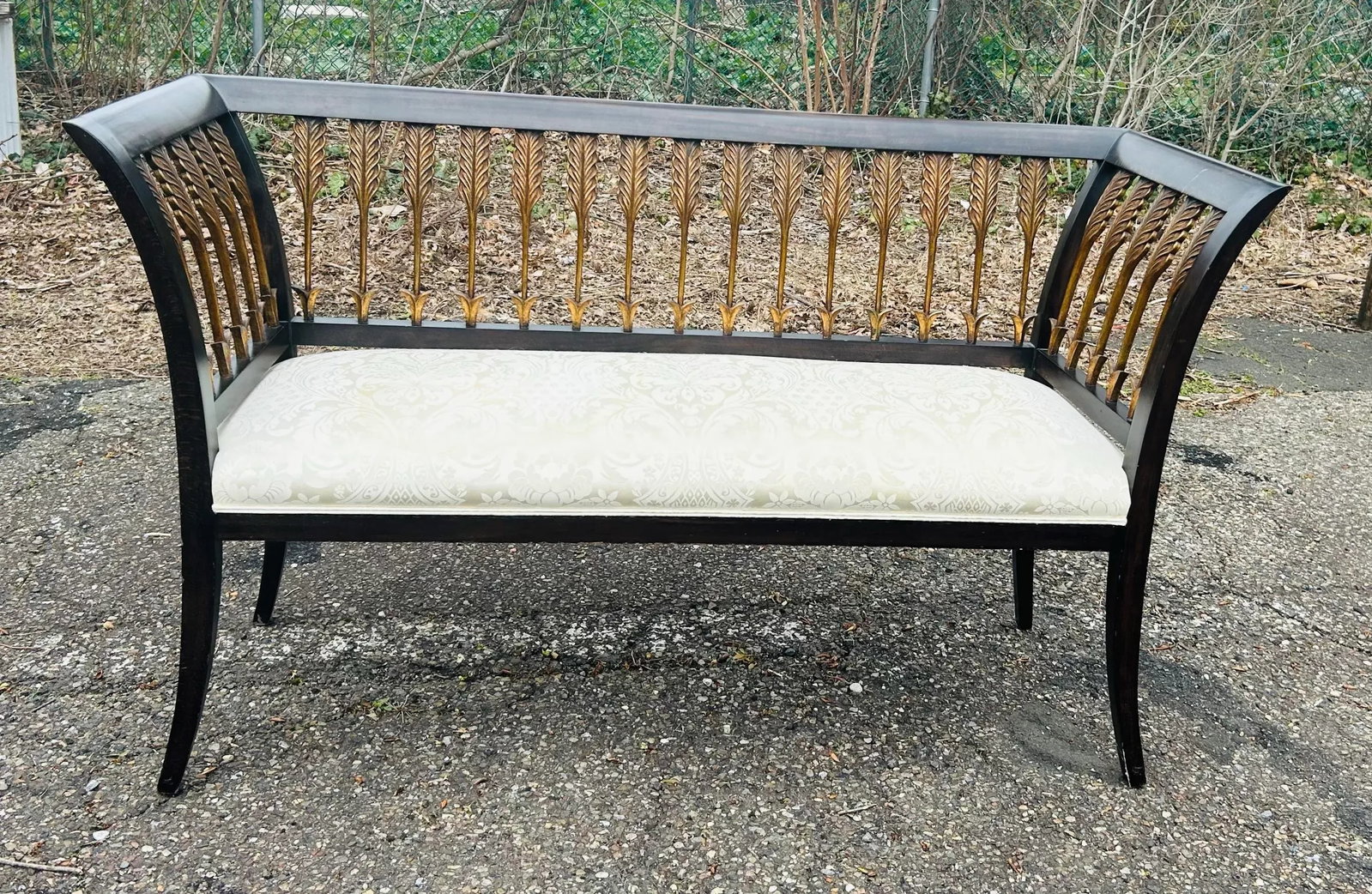 1990s Hollywood Regency Style Settee With Figural Arrow Motif - 3