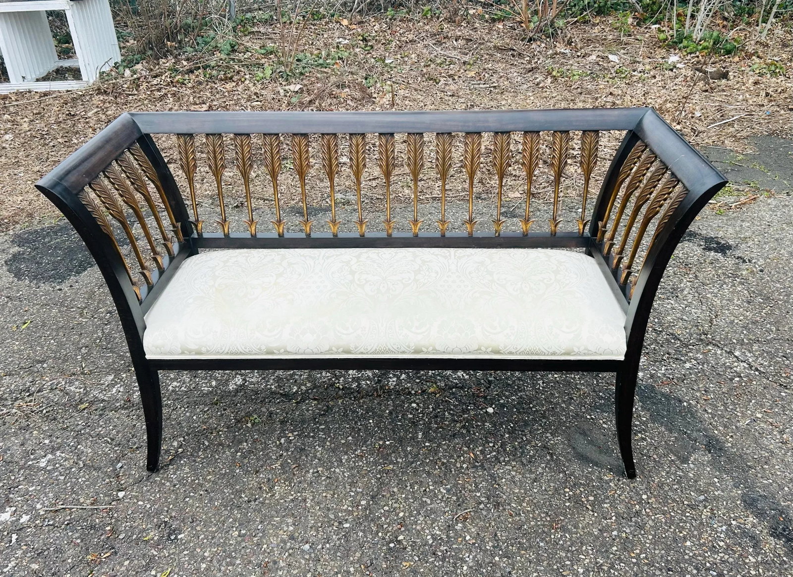 1990s Hollywood Regency Style Settee With Figural Arrow Motif - 5