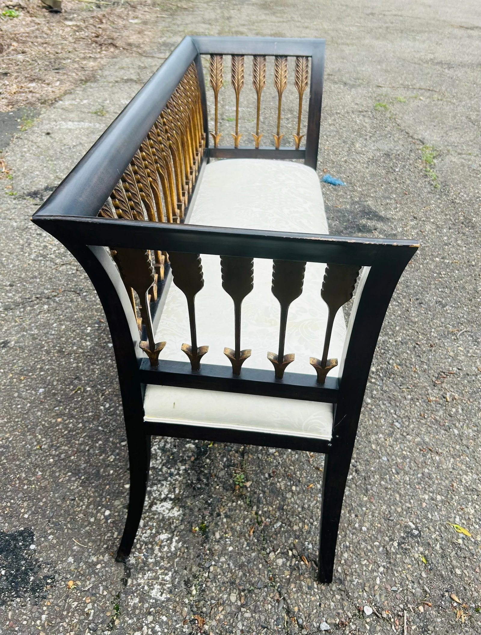 1990s Hollywood Regency Style Settee With Figural Arrow Motif - 6