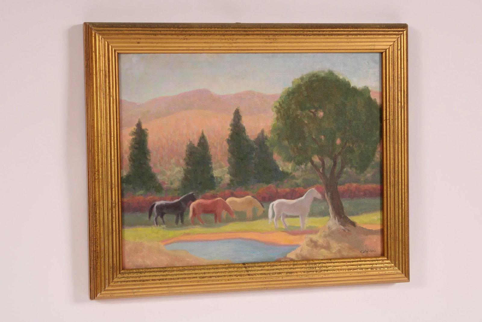 Painting of Horses by Oscar Galgiani (193-1994) - 3