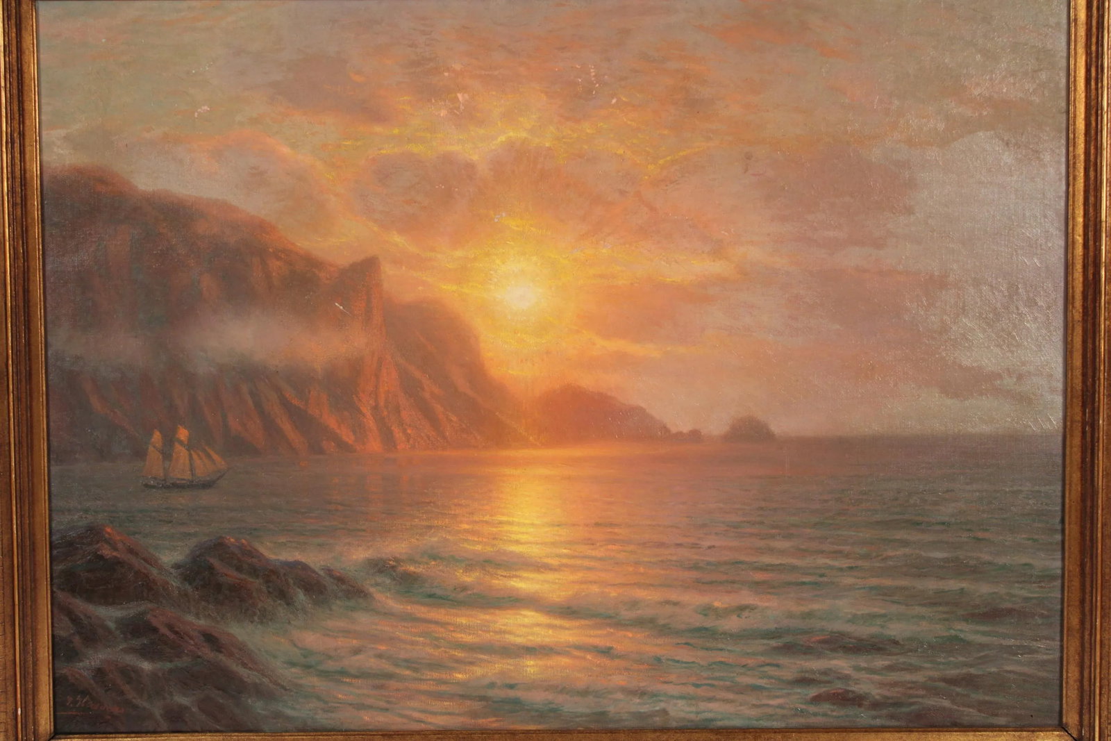 Johannes Harders (1871-1950) Coastal Painting at Sunset - 4
