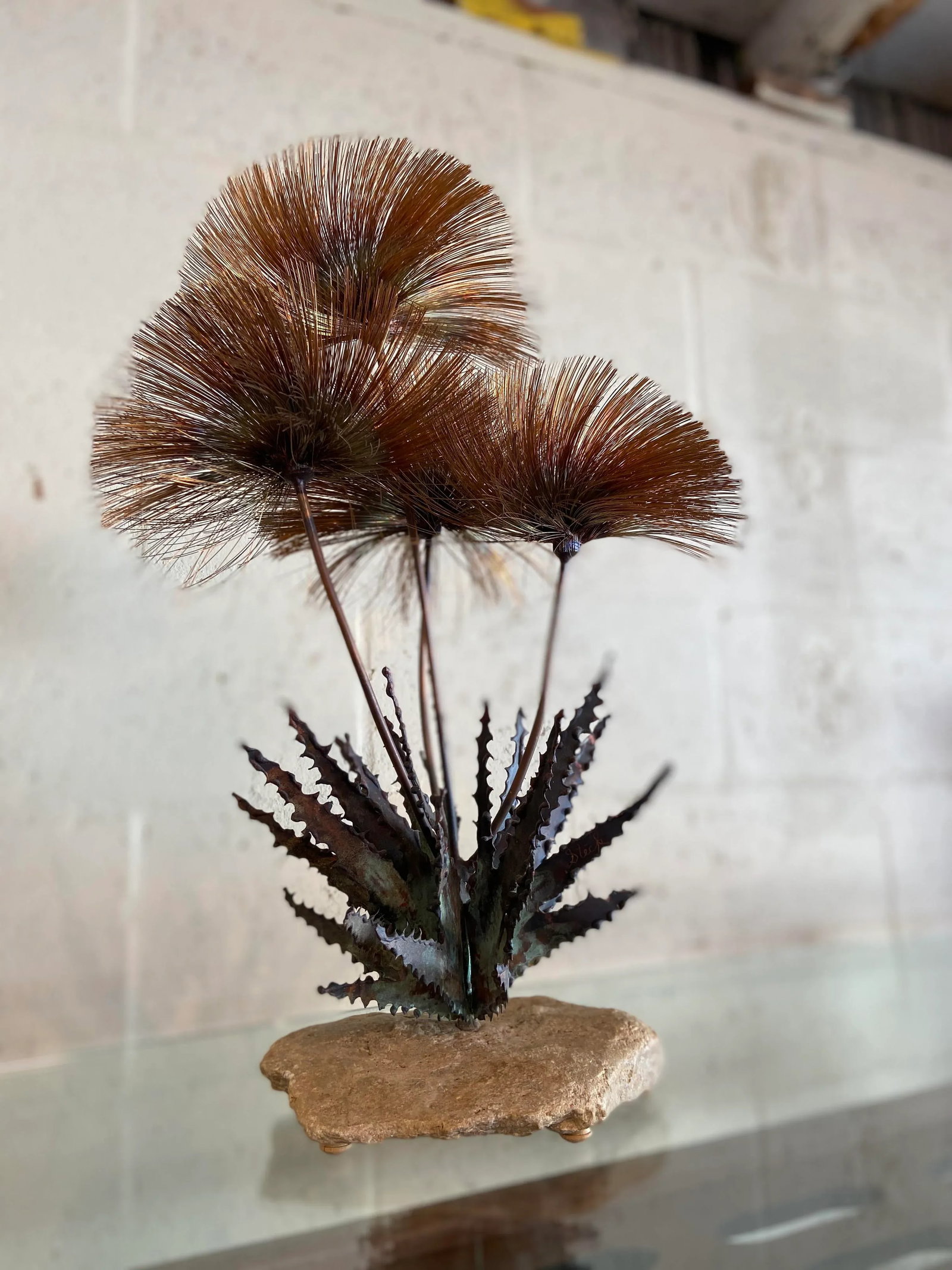 1960s John Steck Brutalist Copper + Natural Rock Pom Pom Desert Flowers - 3