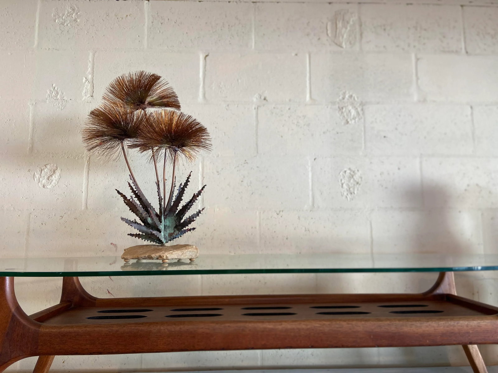 1960s John Steck Brutalist Copper + Natural Rock Pom Pom Desert Flowers - 4