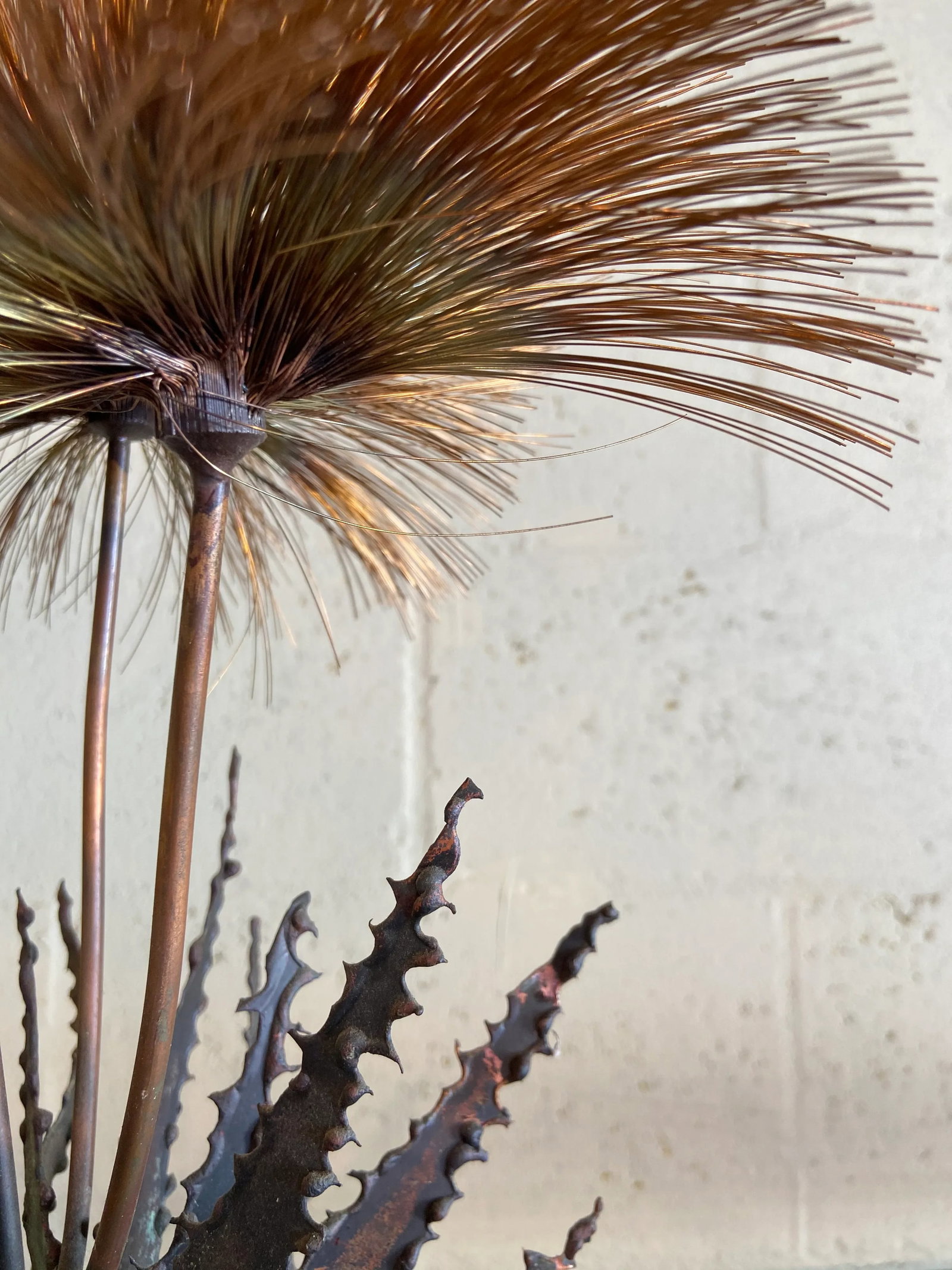 1960s John Steck Brutalist Copper + Natural Rock Pom Pom Desert Flowers - 6