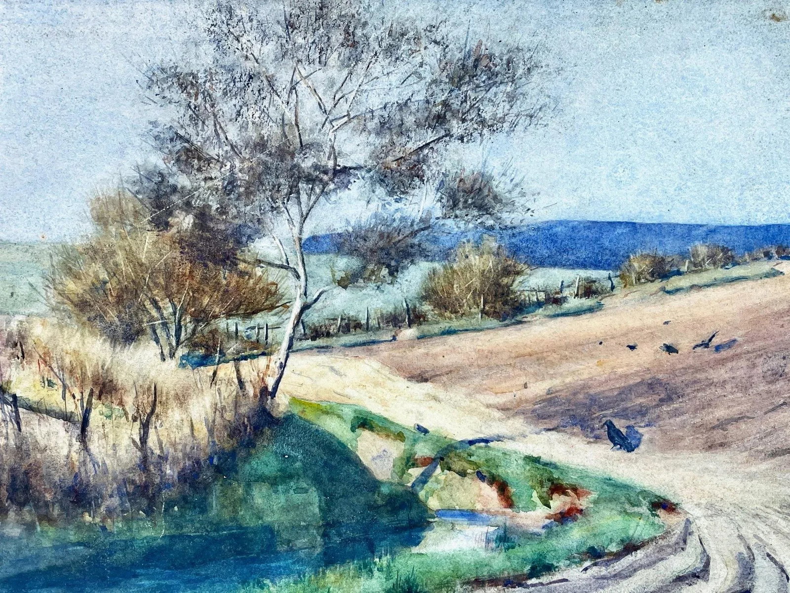 James N. McLaurin "Scottish Landscape" Original Watercolor (1890) - Victorian Pastoral - 2