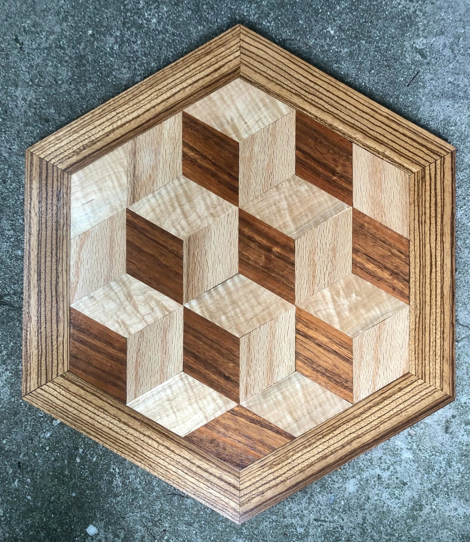 Mid-Century Modern Geometric Op Art Parquet Panel Tray - 2