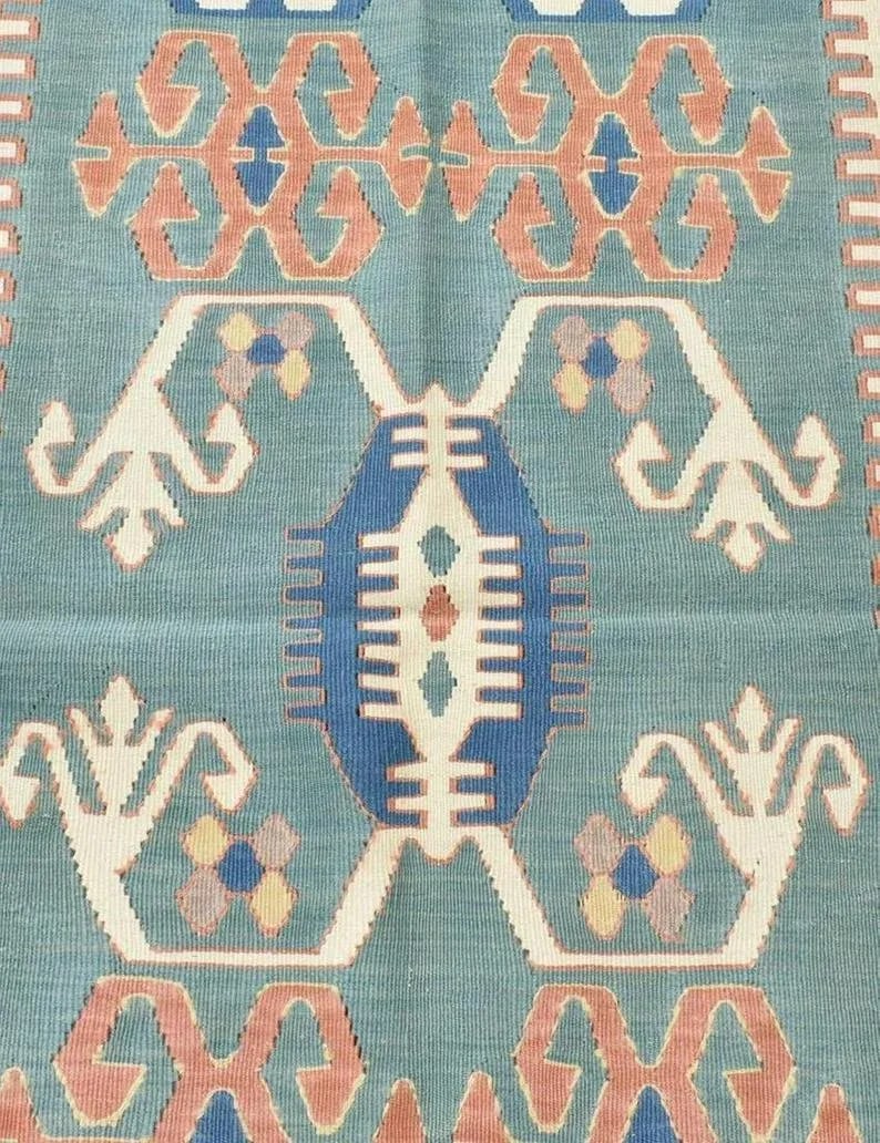 Vintage Hand-Tied Turkish Oushak Kilim Rug - 2