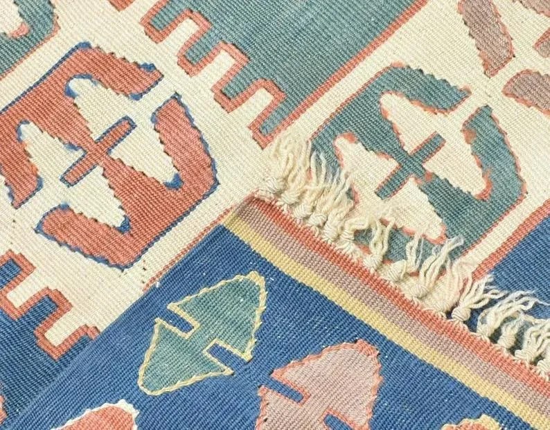 Vintage Hand-Tied Turkish Oushak Kilim Rug - 3