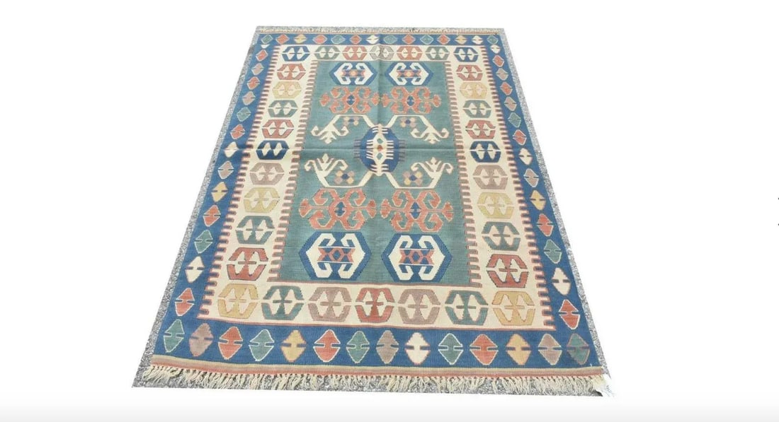 Vintage Hand-Tied Turkish Oushak Kilim Rug - 5