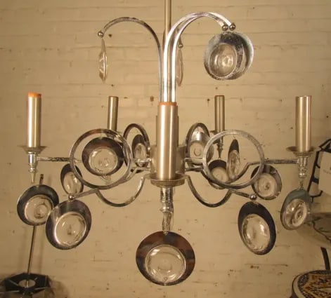 1960s Mid-Century Chrome Chandelier - 3
