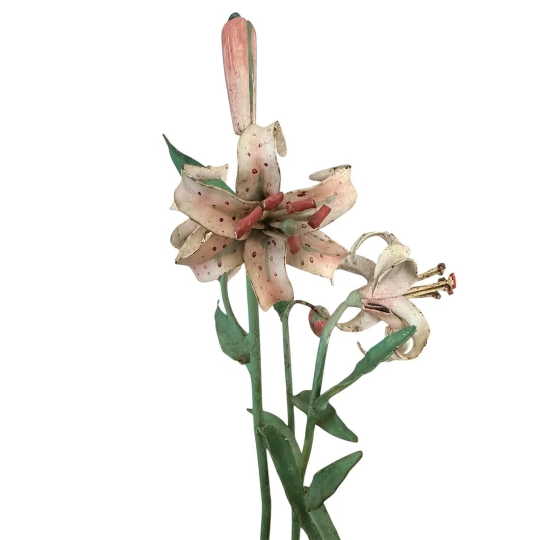 Vintage Italian Tole Flowers Pink Lily / Lilies Floral Arrangement - 6