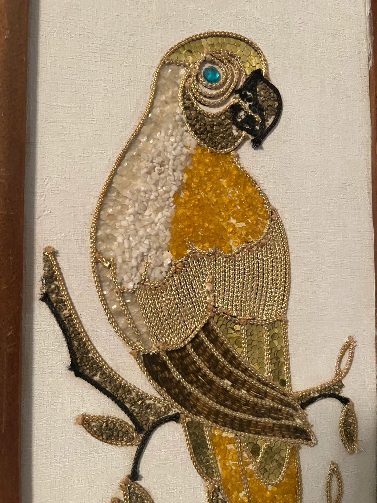1960's Gravel& Beaded Mosaic Art Wall Hanging- Set of 2 - 7