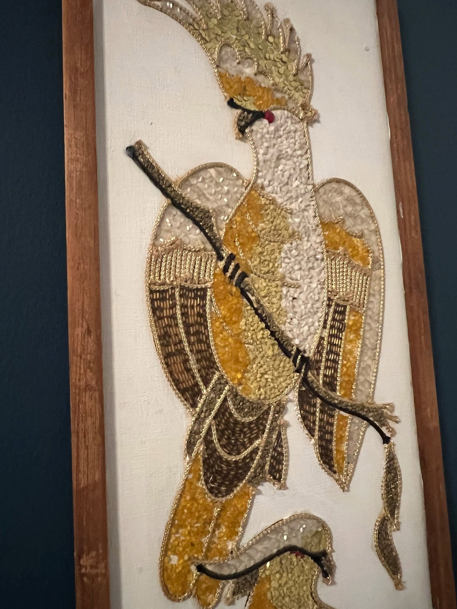 1960's Gravel& Beaded Mosaic Art Wall Hanging- Set of 2 - 9