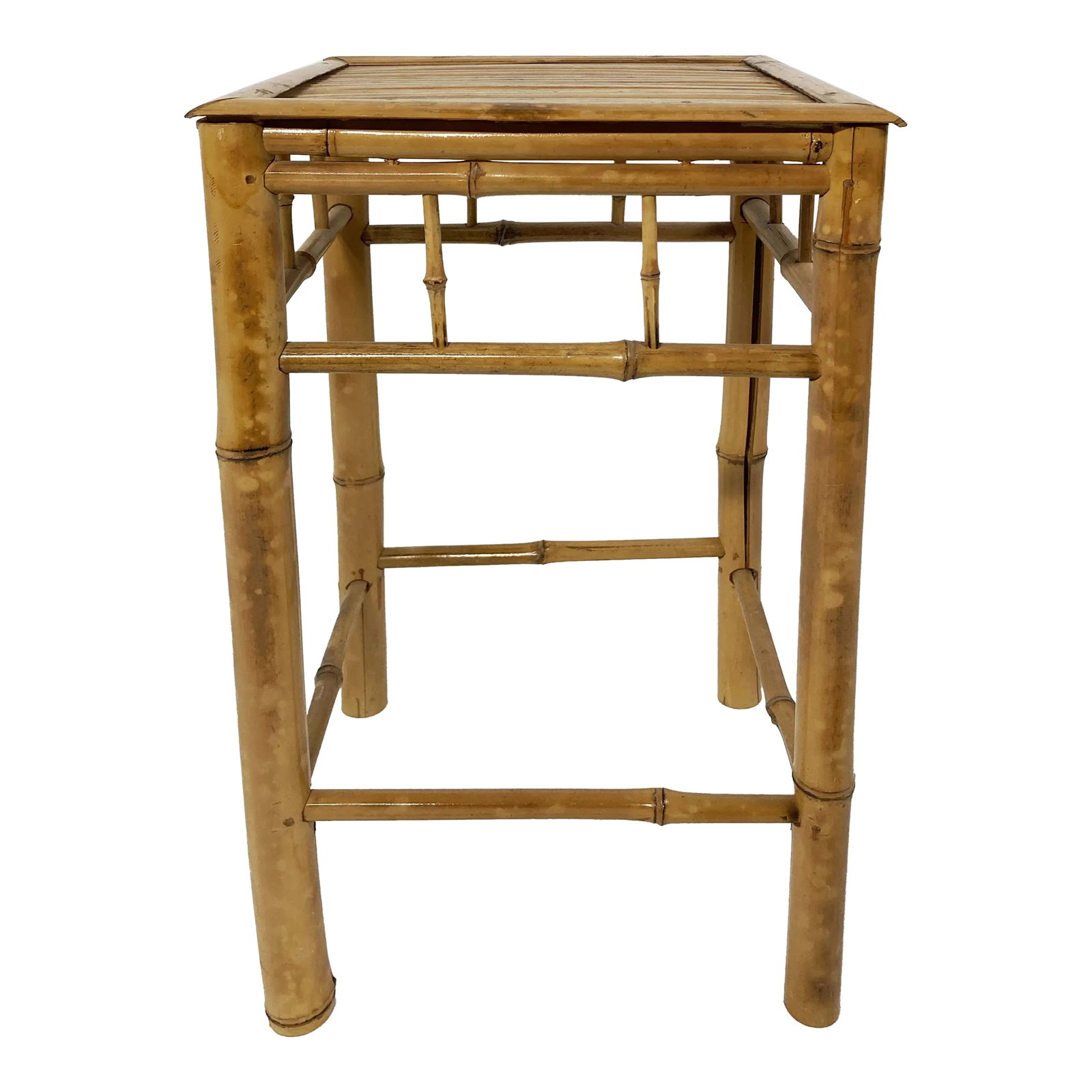 Vintage Scorched Bamboo Plant Stand or Side Table (1 of 8)