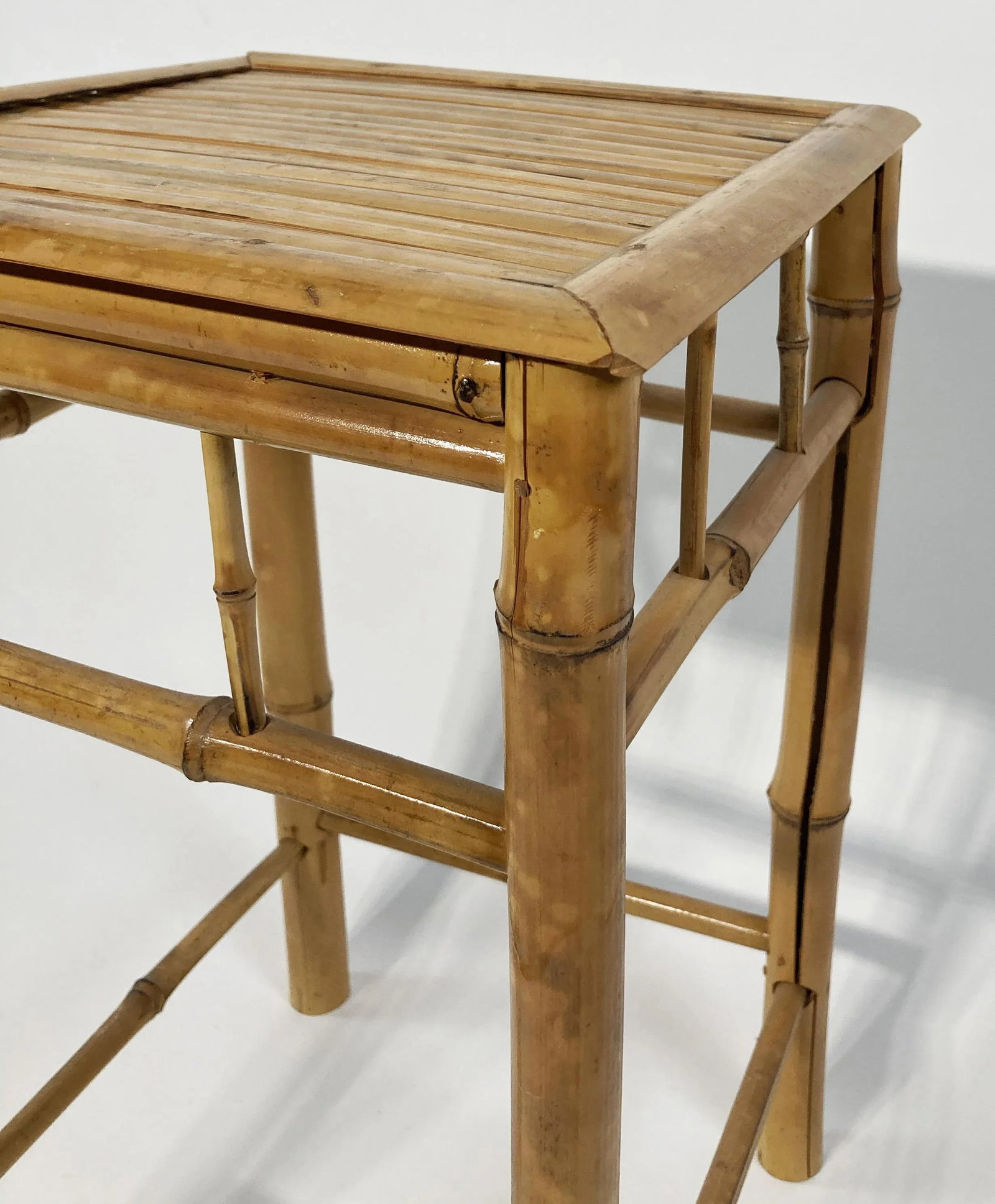 Vintage Scorched Bamboo Plant Stand or Side Table - 5
