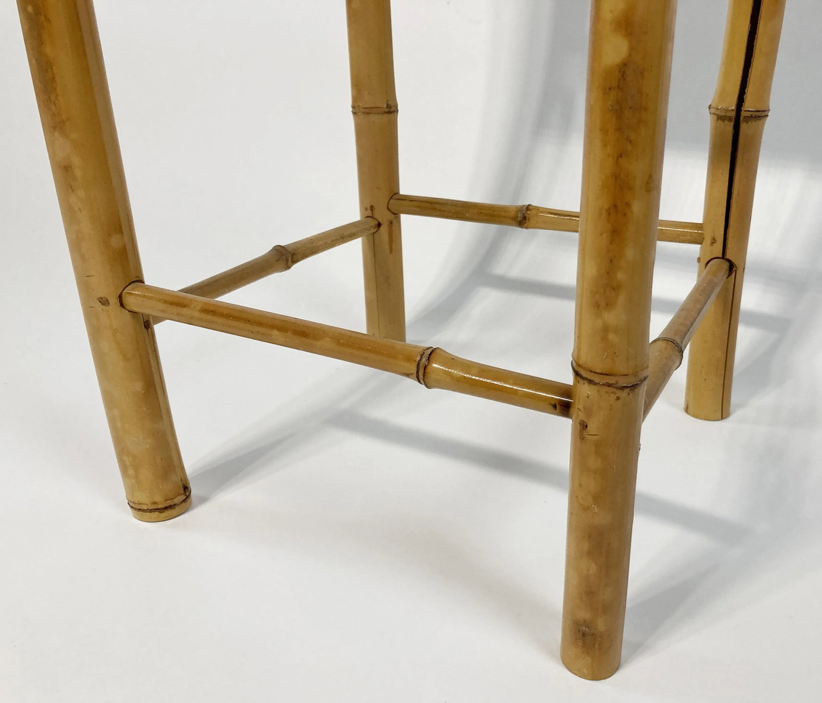 Vintage Scorched Bamboo Plant Stand or Side Table - 8