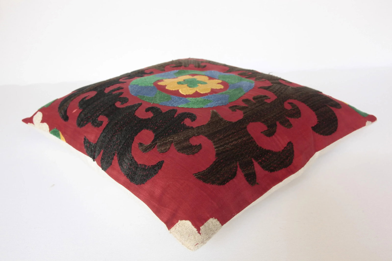 1970s Vintage Multi Color Suzani Pillow Cover -19''x17'' Inches - 2