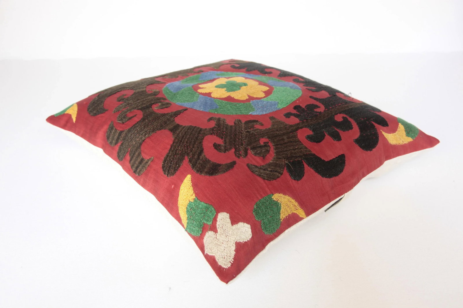 1970s Vintage Multi Color Suzani Pillow Cover -19''x17'' Inches - 3