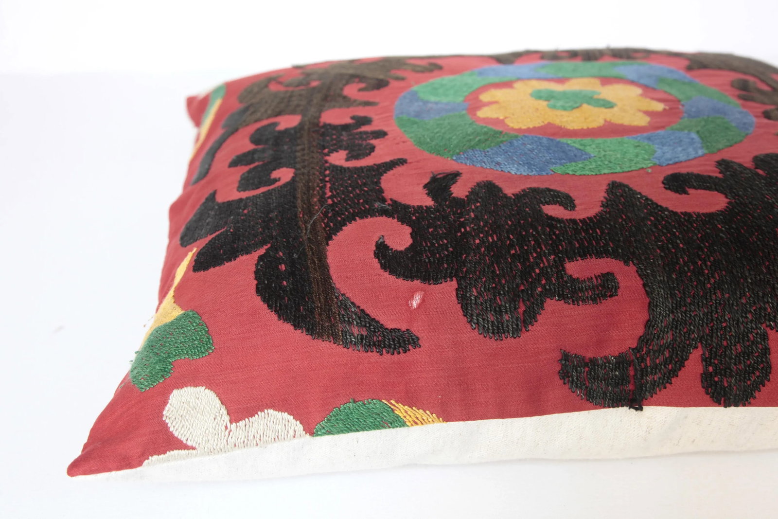 1970s Vintage Multi Color Suzani Pillow Cover -19''x17'' Inches - 5