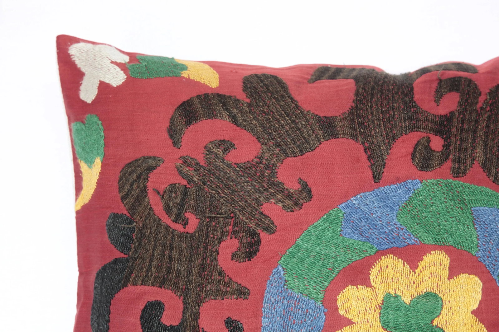 1970s Vintage Multi Color Suzani Pillow Cover -19''x17'' Inches - 6