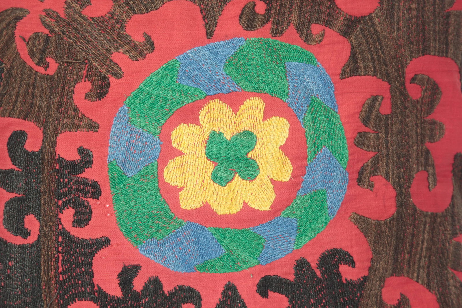 1970s Vintage Multi Color Suzani Pillow Cover -19''x17'' Inches - 7