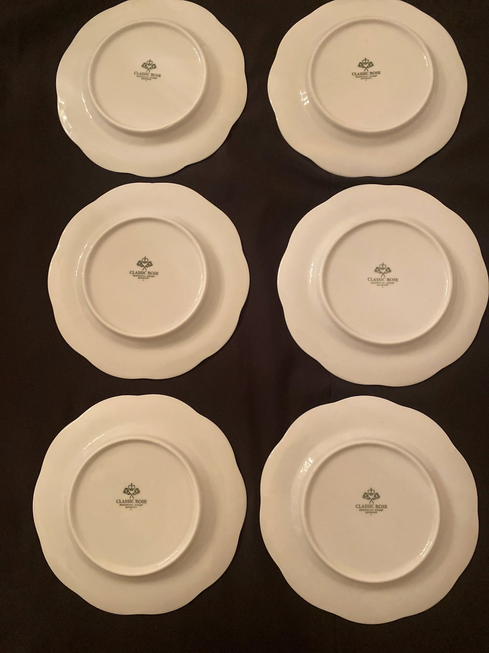Vintage Rosenthal Classic Rose White Monbijou Bread, Dessert, Appetizer- Set of 6 Plates Mint Condit - 6