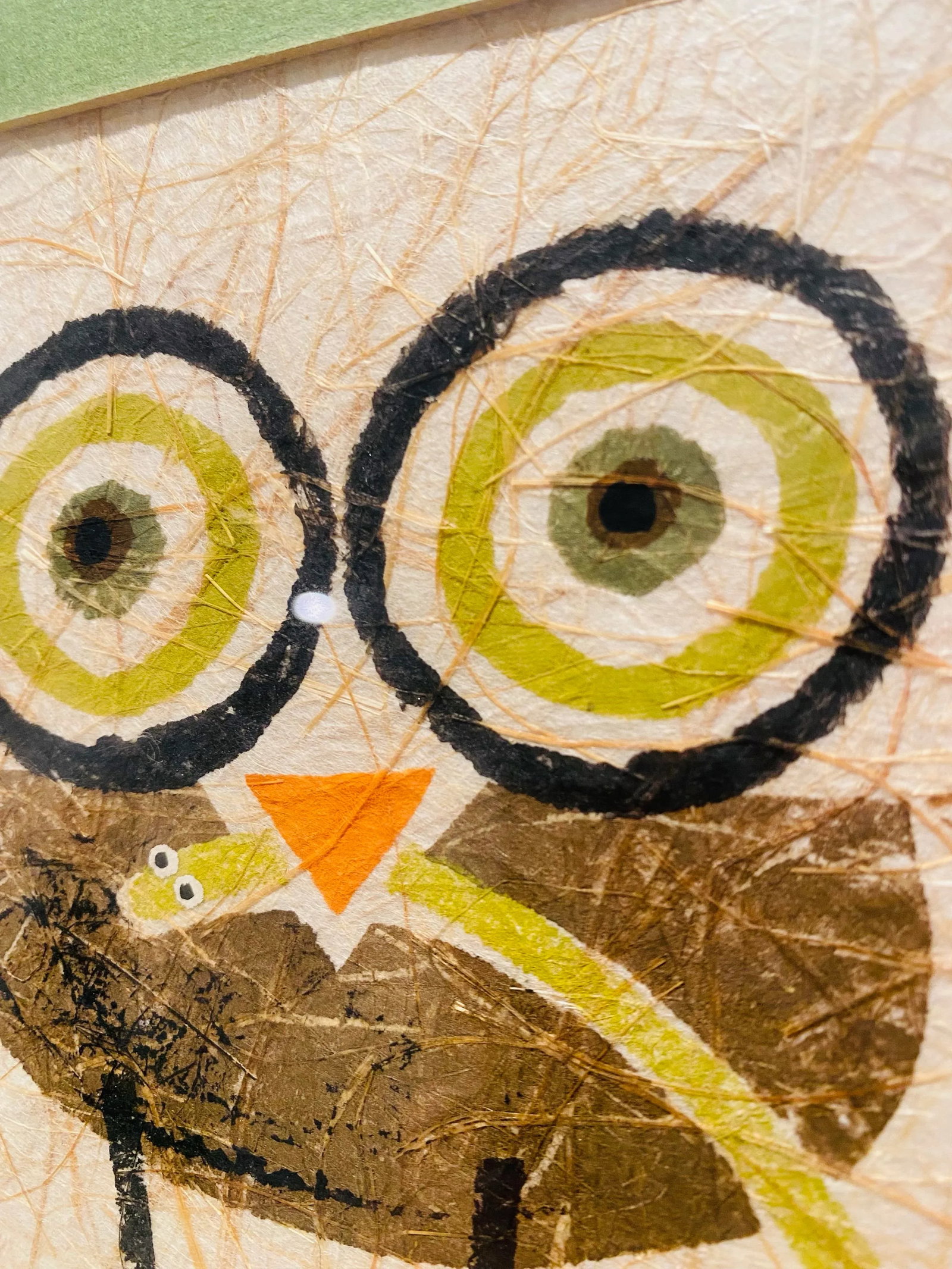 1960s Mid Century Modern Owl With Worm Signed Japanese Potato Print - 6