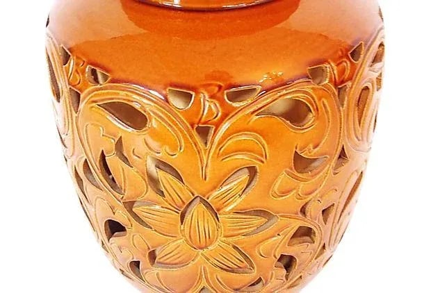 California Pottery Mid-Century Lattice-Cut Lamp - 3