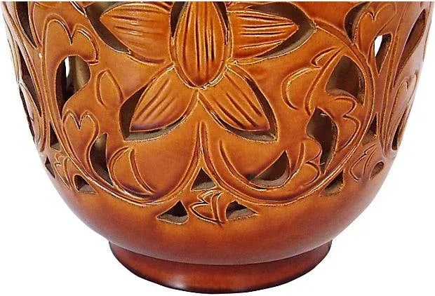 California Pottery Mid-Century Lattice-Cut Lamp - 5