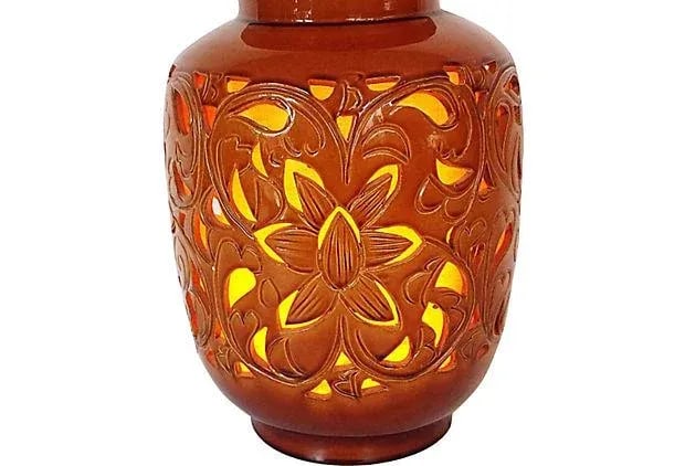 California Pottery Mid-Century Lattice-Cut Lamp - 6