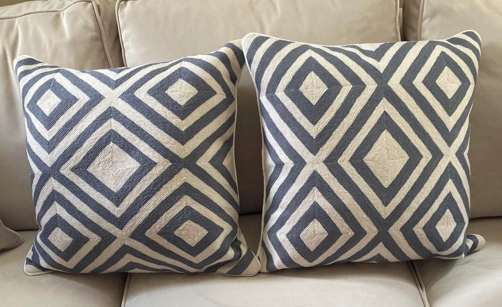 Needlepoint Geometric Pillows - A Pair - 3
