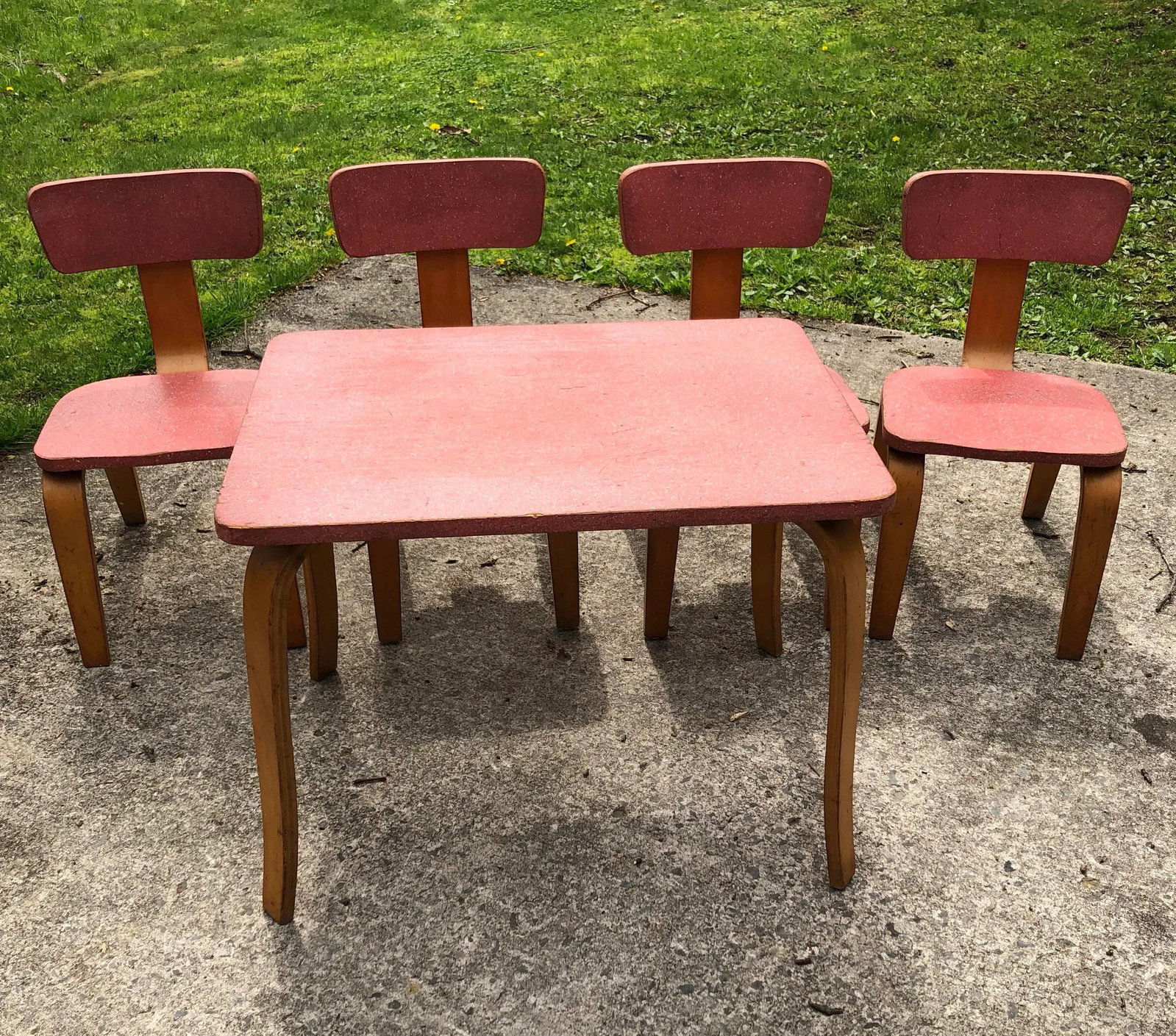 1960s Mid-Century Childs' Dining Set in the Manner of Alvar Aalto Htf - 5 Pieces - 10