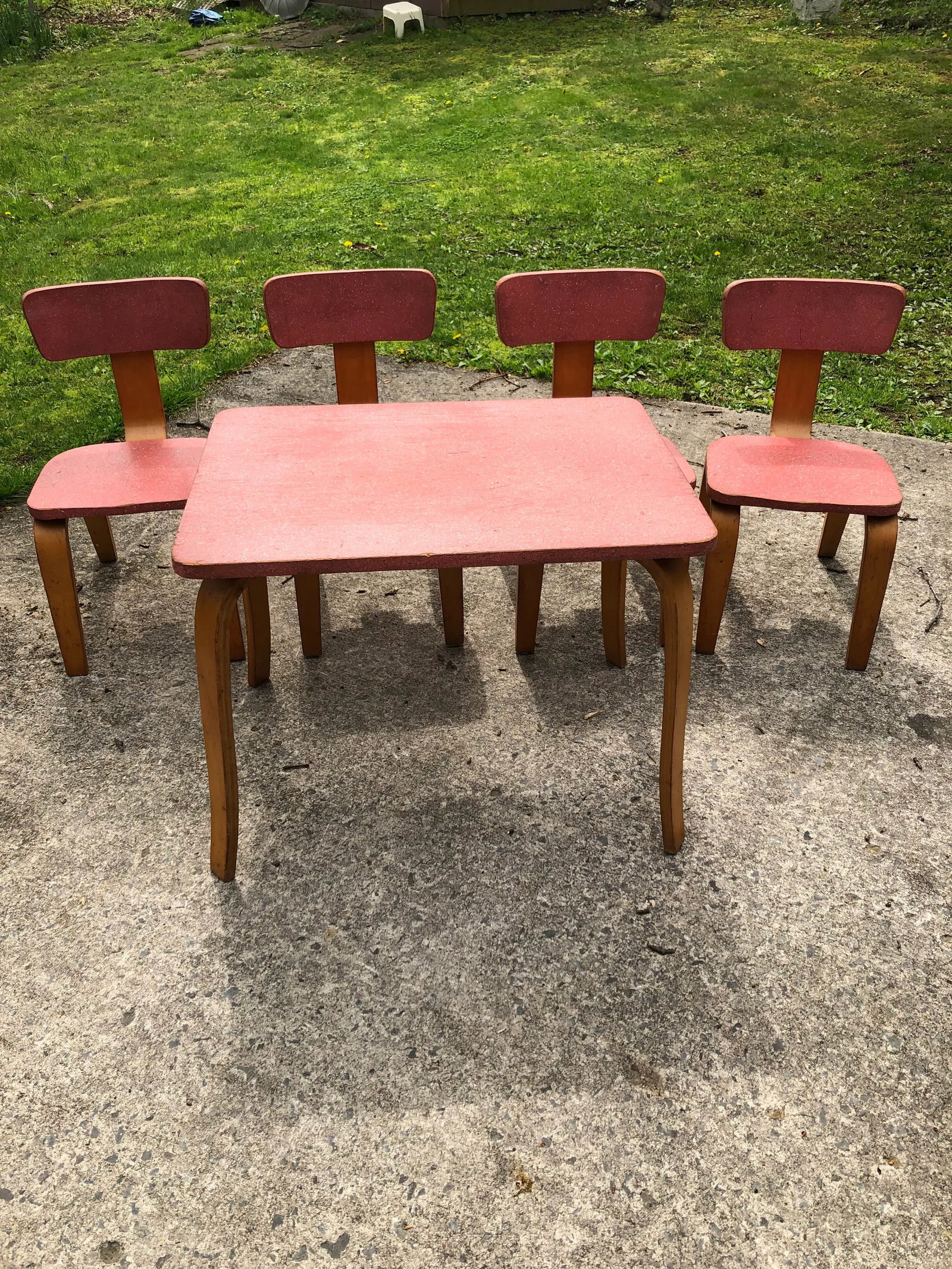 1960s Mid-Century Childs' Dining Set in the Manner of Alvar Aalto Htf - 5 Pieces - 13