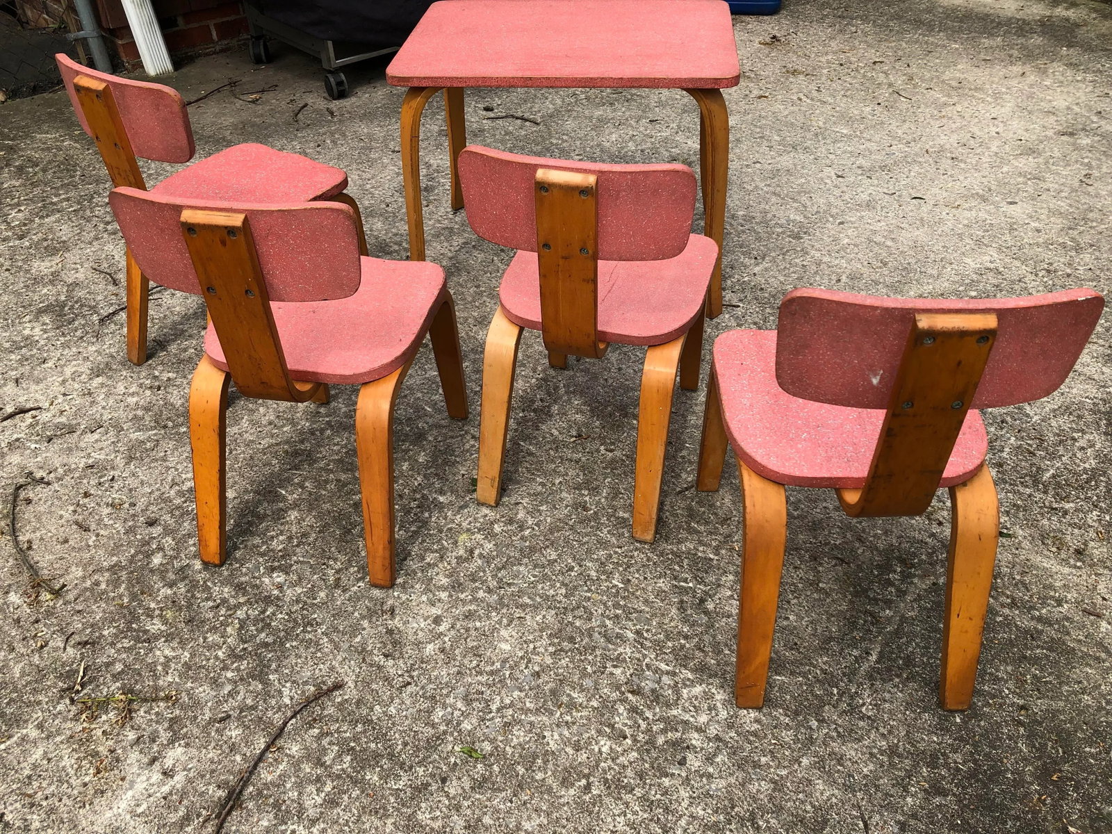 1960s Mid-Century Childs' Dining Set in the Manner of Alvar Aalto Htf - 5 Pieces - 6
